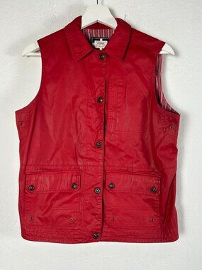 Vintage Ralph Lauren Red Naval Supply Co Womens Field Vest Waxed Utility Small